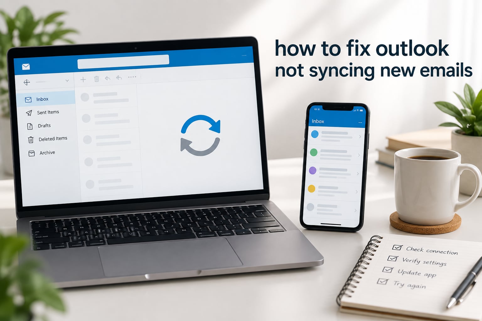 how to fix outlook not syncing new emails