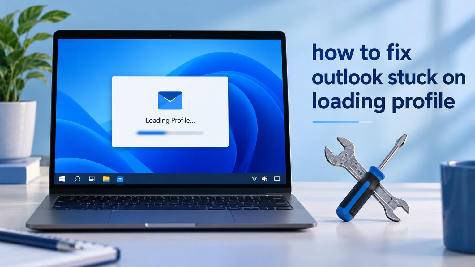 how to fix outlook stuck on loading=